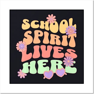 School Spirit Lives Here Cute Back To School Posters and Art